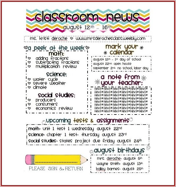 Free Classroom Newsletter Templates For Microsoft Word Free Classroom Newsletter Templates For Microsoft Word