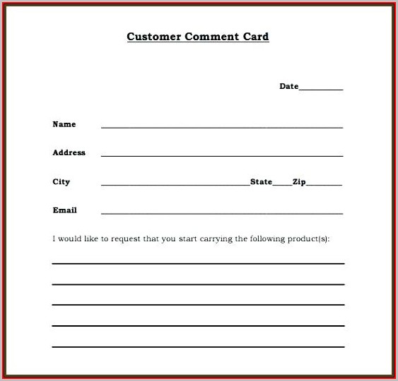 Free Comment Card Template Free Comment Card Template