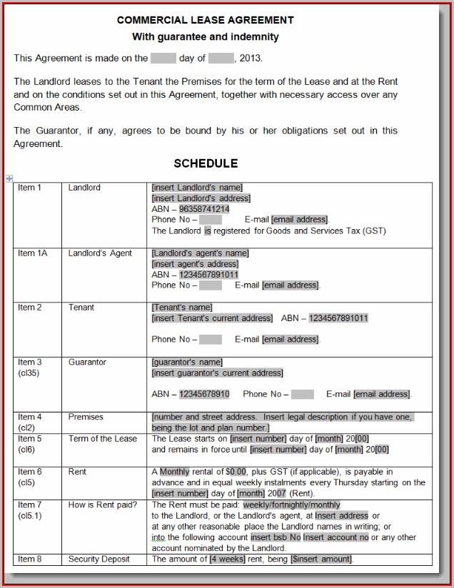 Free Commercial Lease Agreement Template Australia Free Commercial Lease Agreement Template Australia