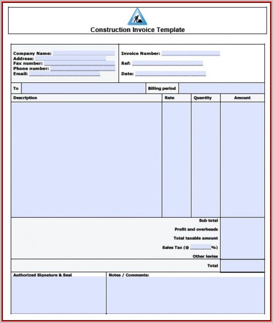 Free Construction Invoice Template Pdf Free Construction Invoice Template Pdf