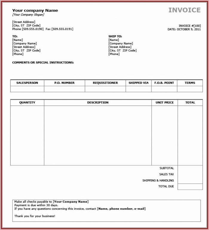 Free Editable Invoice Template Pdf Free Editable Invoice Template Pdf