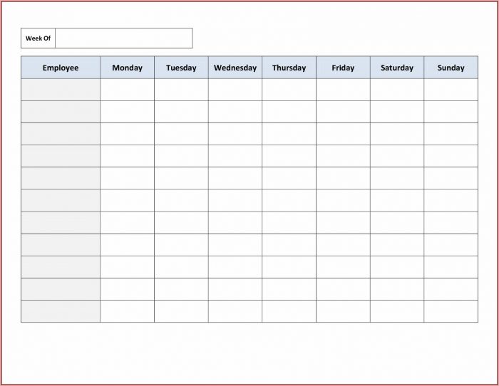 Free Employee Schedule Template Free Employee Schedule Template