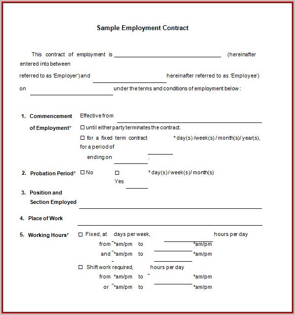 Free Employment Contract Template Word Free Employment Contract Template Word