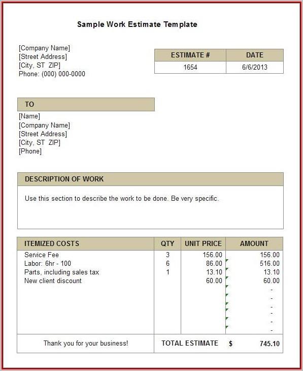 Free Estimate Template Pdf Download Free Estimate Template Pdf Download