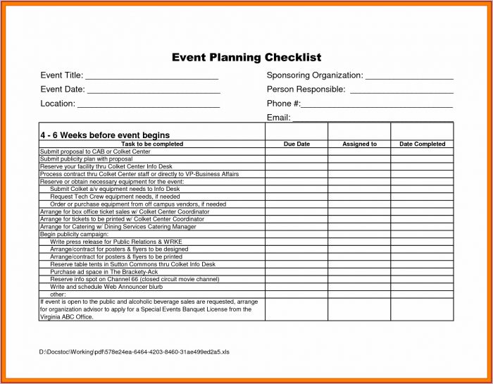 Free Event Planning Checklist Template Excel Free Event Planning Checklist Template Excel