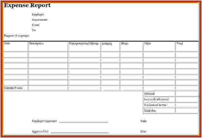 Free Expense Report Template Printable Free Expense Report Template Printable