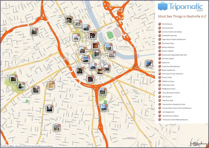 Printable Map Of Nashville Printable Map Of Nashville