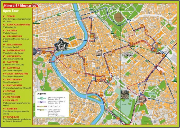 Rome Hop On Hop Off Bus Route Map Rome Hop On Hop Off Bus Route Map