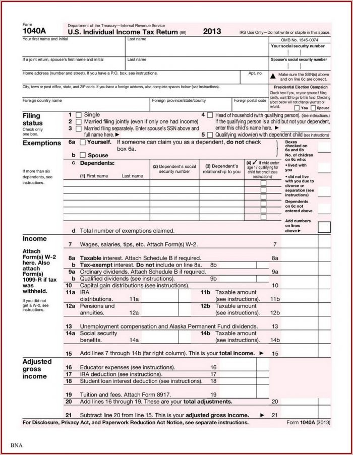 Tax Forms 1040a Tax Forms 1040a