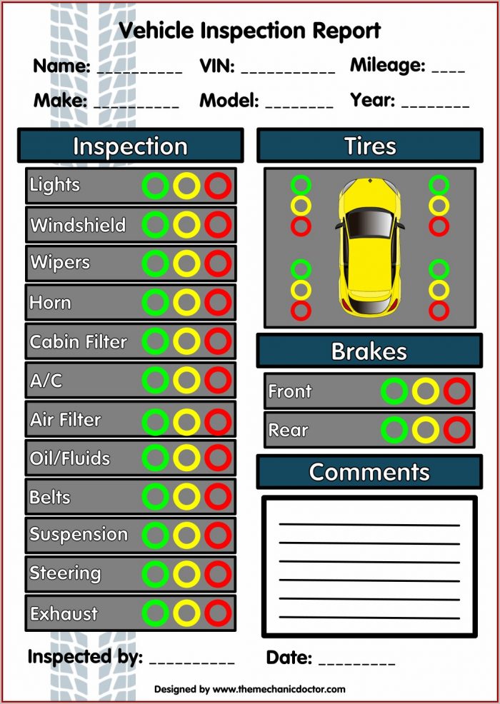 Vehicle Inspection Forms Free Vehicle Inspection Forms Free