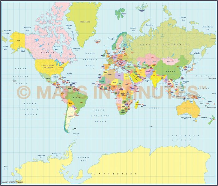 World Political Map Mercator Projection World Political Map Mercator Projection