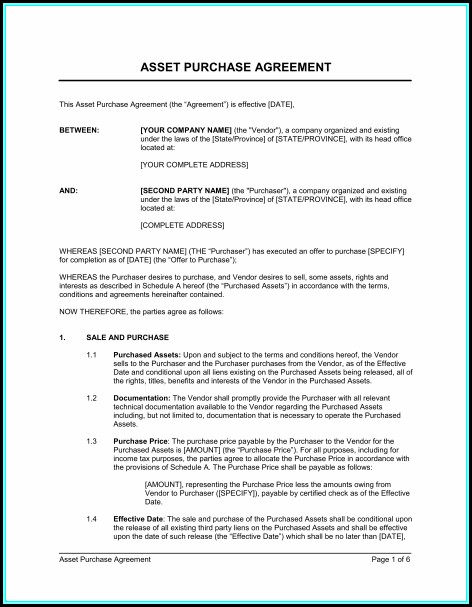 Asset Purchase Agreement Template Uk Asset Purchase Agreement Template Uk
