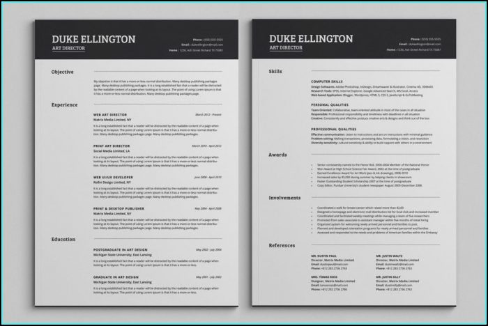Attractive 2 Page Resume Templates Free Download Attractive 2 Page Resume Templates Free Download