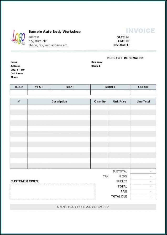 Auto Repair Invoice Template Microsoft Office Auto Repair Invoice Template Microsoft Office