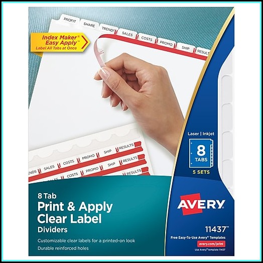 Avery Index Maker Clear Label Dividers 8 Tab Template 11437 Avery Index Maker Clear Label Dividers 8 Tab Template 11437