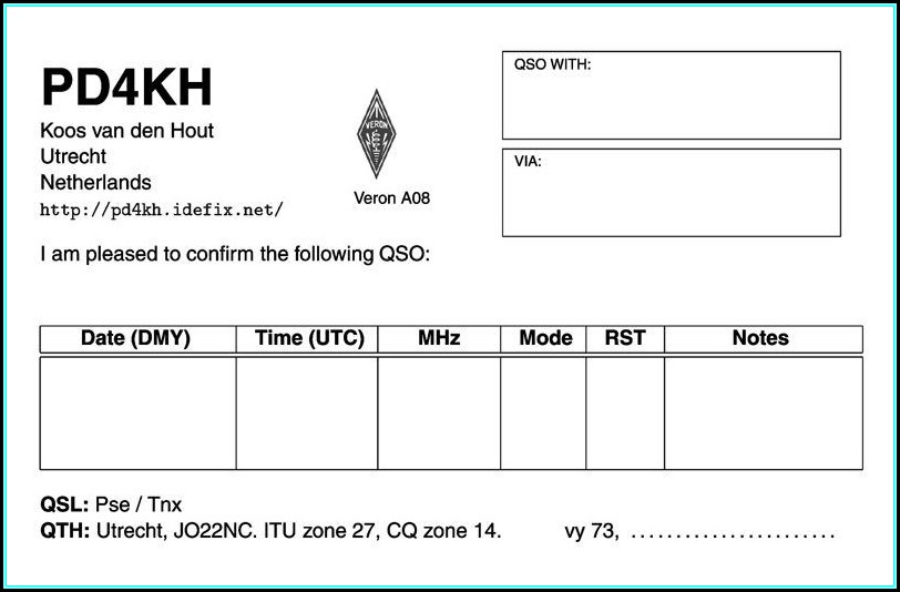 Qsl Card Template