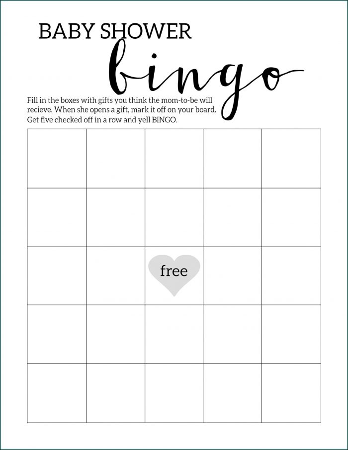Baby Shower Bingo Template Baby Shower Bingo Template