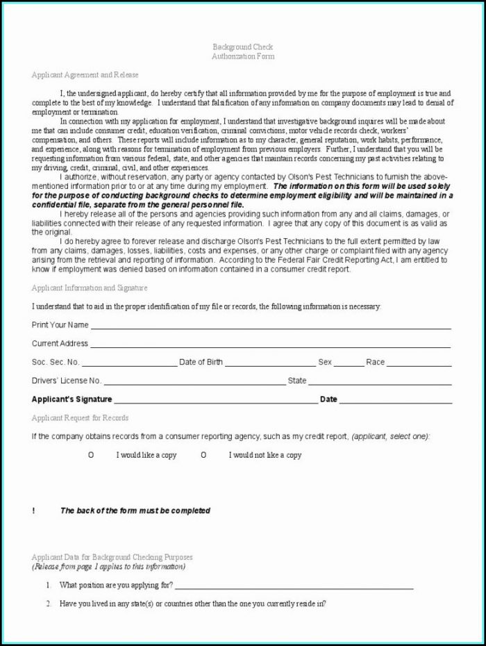 Background Check Form Template Free Background Check Form Template Free