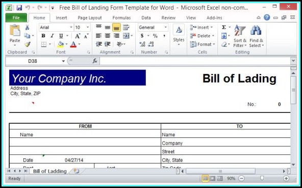 Bill Of Lading Form Excel Free Bill Of Lading Form Excel Free