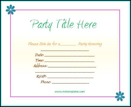 Birthday Party Invitation Template Word Birthday Party Invitation Template Word