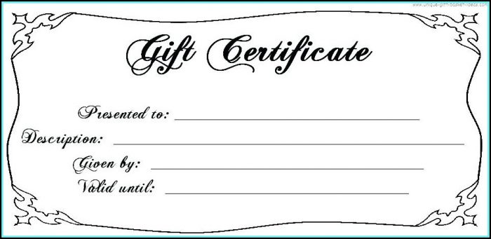Blank Gift Certificate Template Free Blank Gift Certificate Template Free