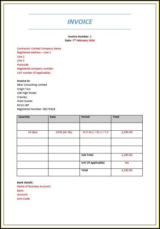 Contractor Invoice Example Contractor Invoice Example