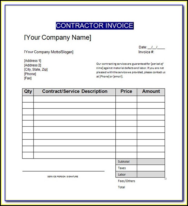 Contractor Invoice Format In Gst Contractor Invoice Format In Gst