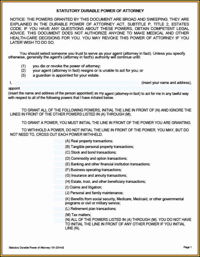 Durable Power Of Attorney California Fillable Form Durable Power Of Attorney California Fillable Form