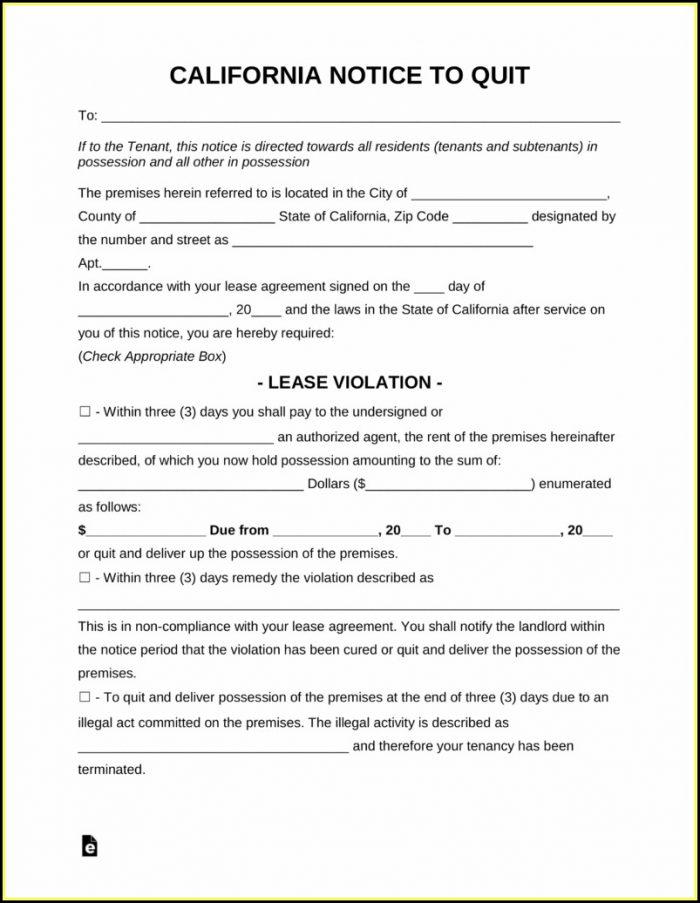 Eviction Notice Form California Template Eviction Notice Form California Template