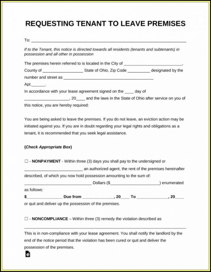 Eviction Notice Form Ohio Eviction Notice Form Ohio
