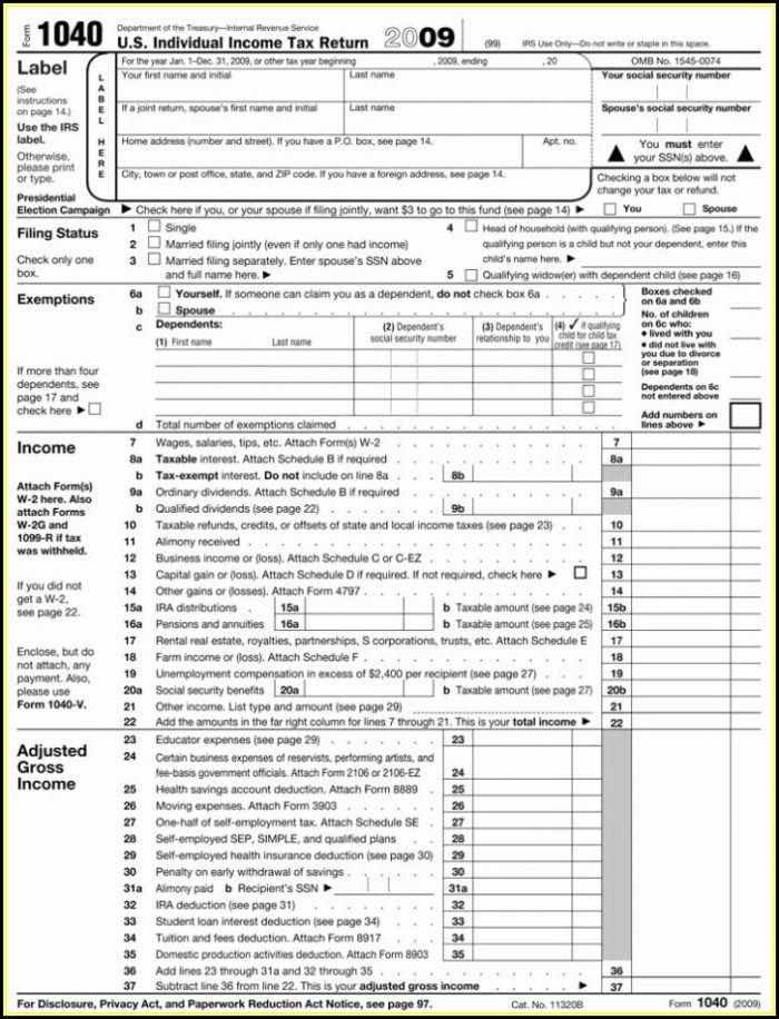 Federal Income Tax Forms 1040 Federal Income Tax Forms 1040