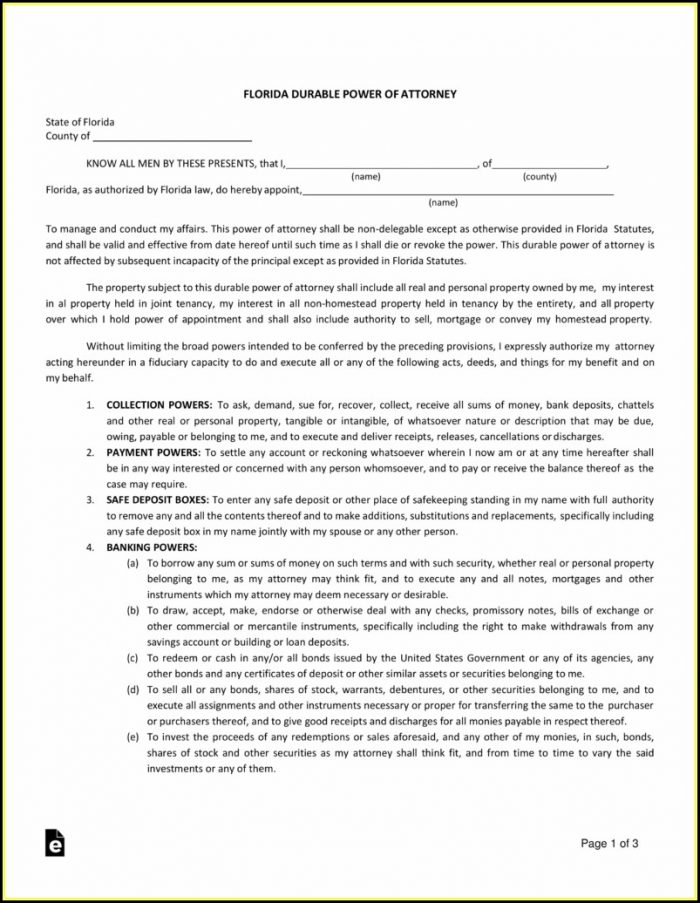 Fillable Durable Power Of Attorney Form Florida Fillable Durable Power Of Attorney Form Florida