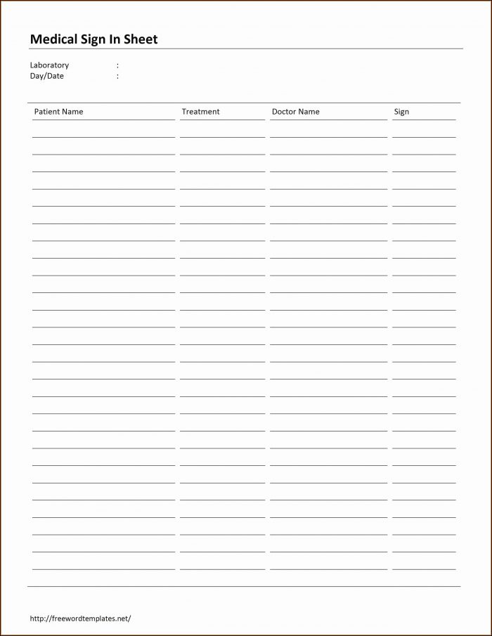 Doctor's Office Sign In Sheet Template Doctor's Office Sign In Sheet Template
