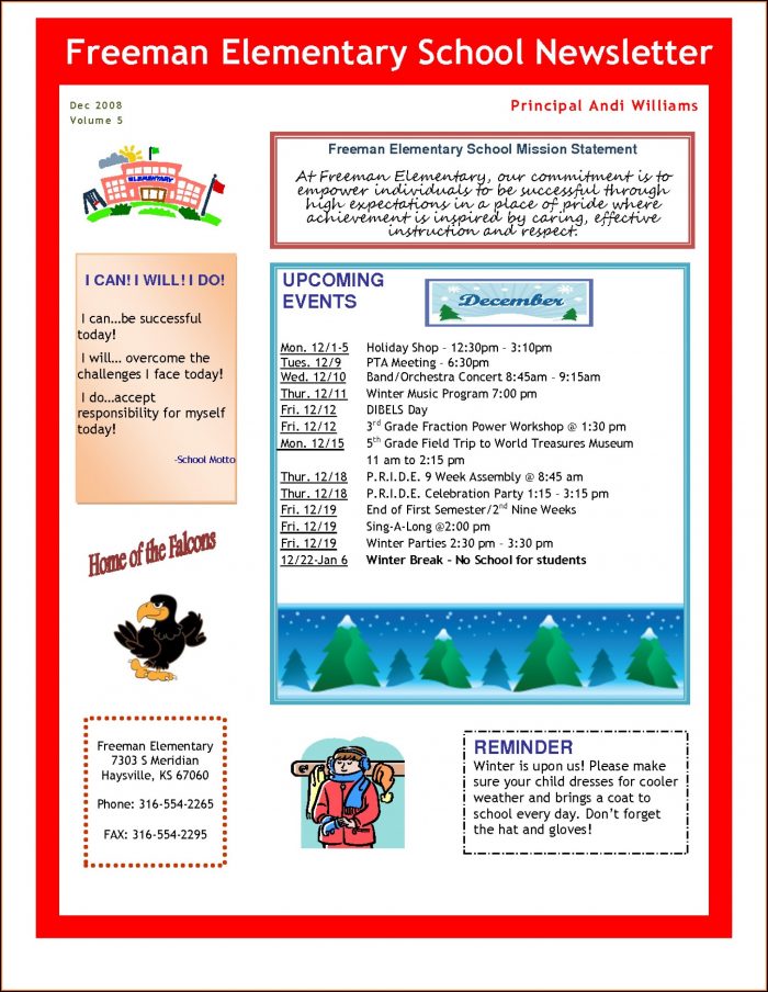 Elementary School Newsletter Template Free Elementary School Newsletter Template Free