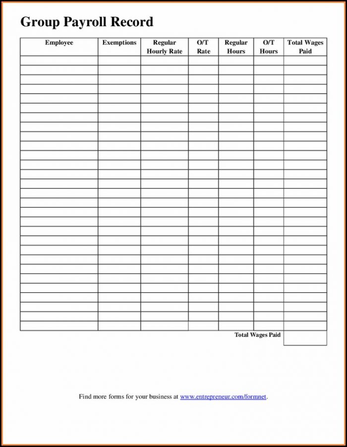 Employee Payroll Record Template Employee Payroll Record Template