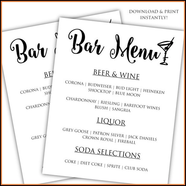 Free Beer And Wine Menu Templates Free Beer And Wine Menu Templates
