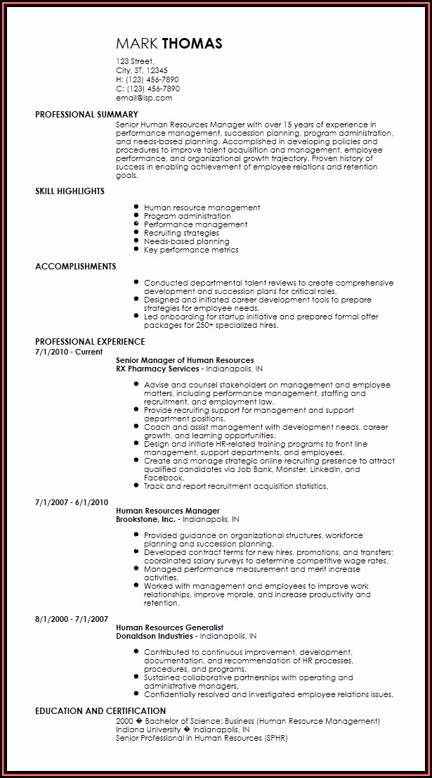 Free Creative Hr Resume Templates Free Creative Hr Resume Templates