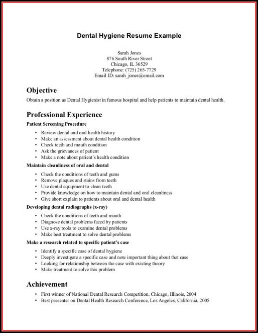 Free Dental Hygiene Resume Template Free Dental Hygiene Resume Template