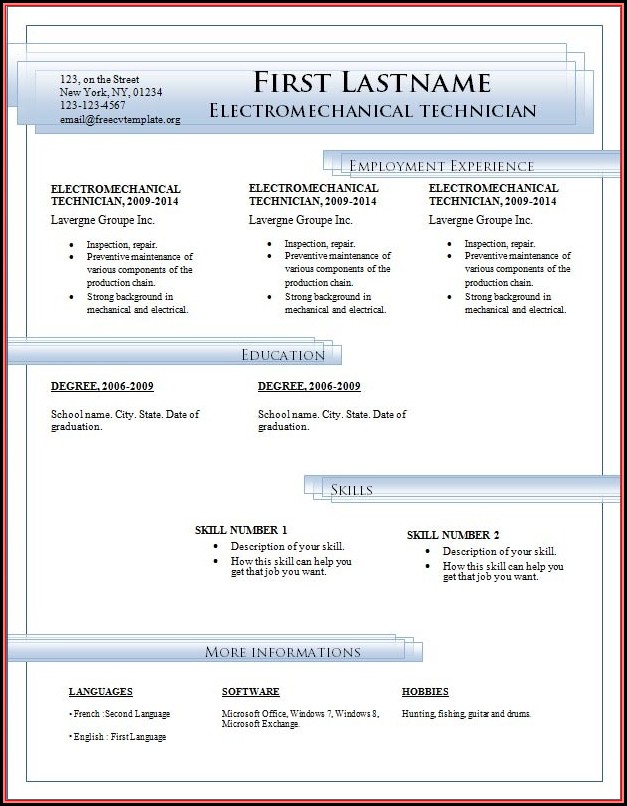 Free Download Resume Templates Microsoft Word 2007 Free Download Resume Templates Microsoft Word 2007