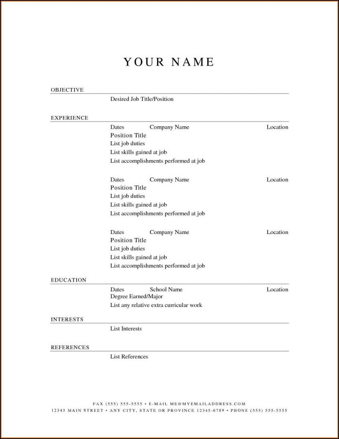 Free Downloadable Printable Resume Templates Free Downloadable Printable Resume Templates