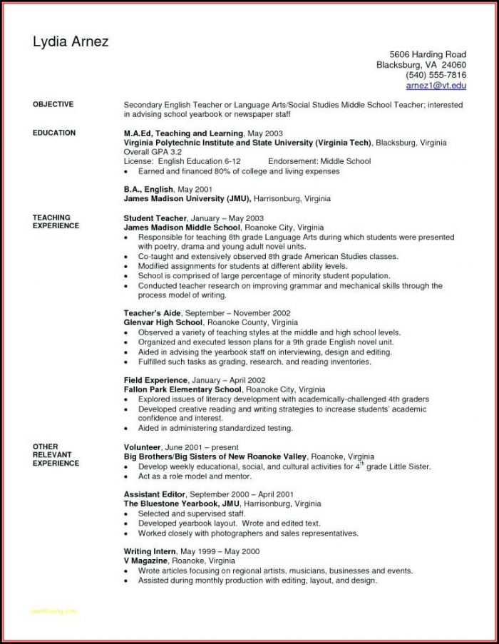 Free Elementary Education Resume Templates Free Elementary Education Resume Templates