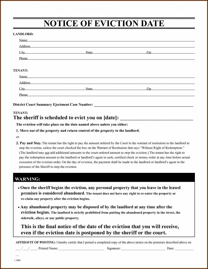 Free Eviction Notice Template Free Eviction Notice Template