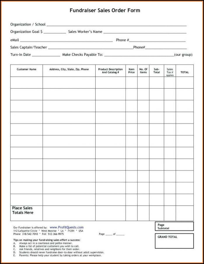 Free Fundraiser Order Form Template Word Free Fundraiser Order Form Template Word