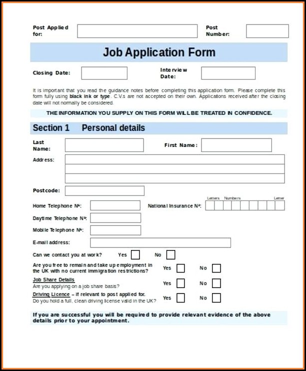 Free Job Application Form Template Word Uk Free Job Application Form Template Word Uk