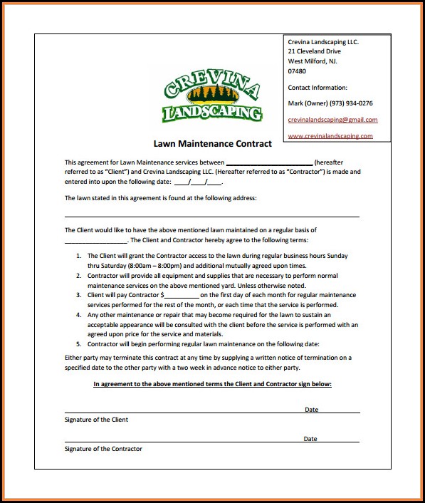 free lawn mowing contract template template 2 resume mowing contracts