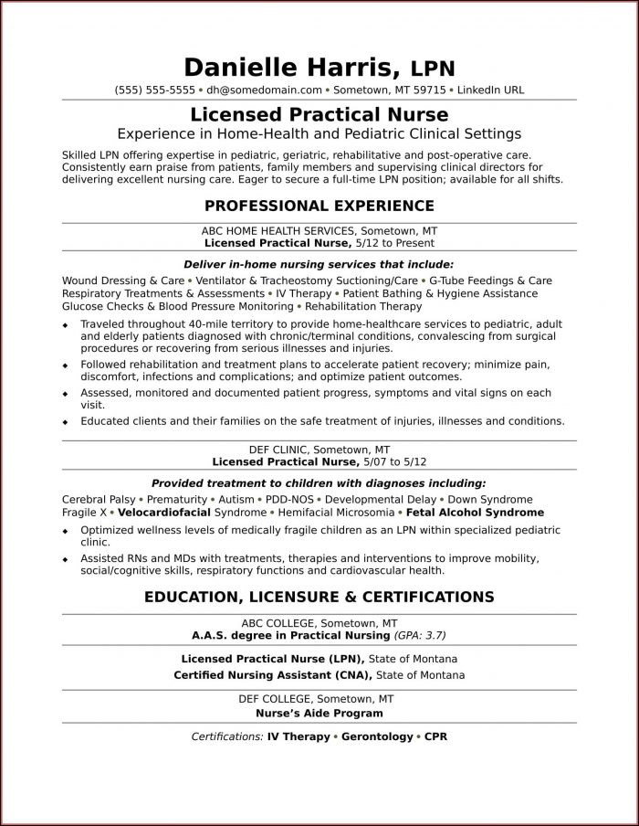 Free Lvn Resume Templates Free Lvn Resume Templates