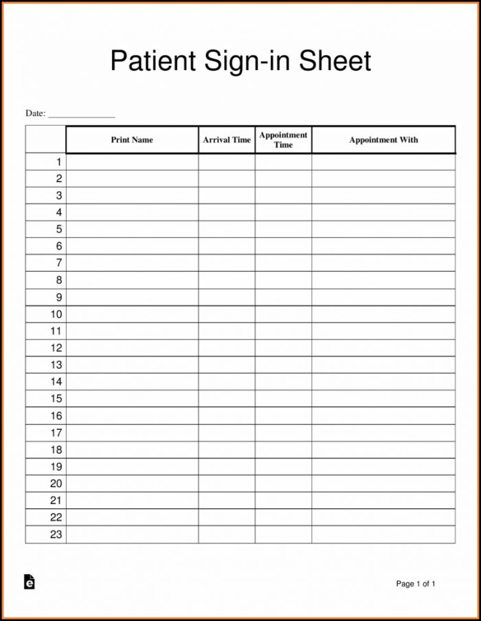 Free Medical Office Sign In Sheet Template Free Medical Office Sign In Sheet Template