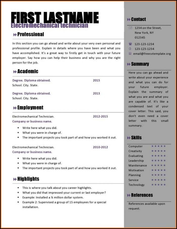 Free Microsoft Cv Templates Free Microsoft Cv Templates