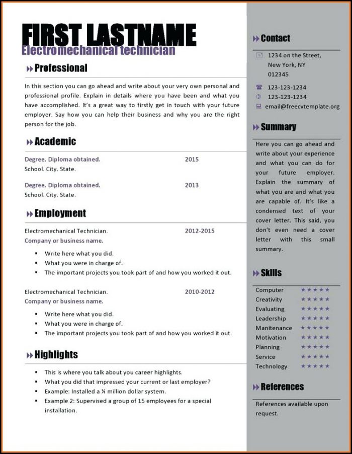 Free Microsoft Resume Templates For Word Free Microsoft Resume Templates For Word