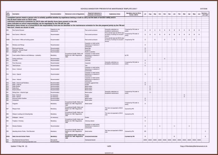 Free Preventive Maintenance Checklist Template Free Preventive Maintenance Checklist Template